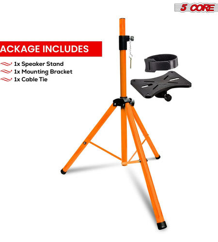 5 Core Speaker Stand Tripod Heavy Duty Adjustable up to 72 Inch DJ Studio Monitor Stands Pole Mount Orange