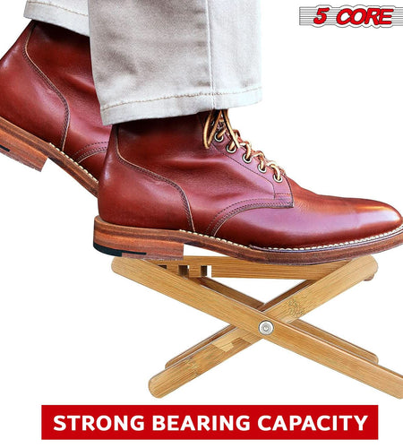 5Core Wooden Guitar Foot Stool 3 Level Adjustable Leg Rest Classical Footrest