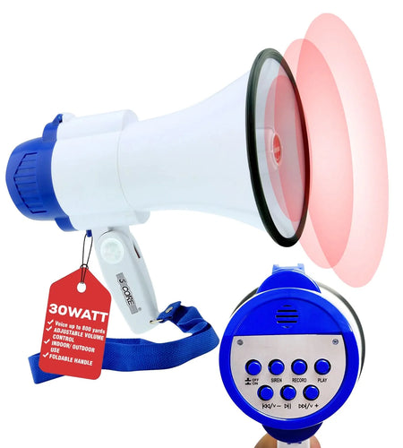 5Core Megaphone Bullhorn Speaker 30W Mini Bull Horn Battery Power Megafono 800 Feet