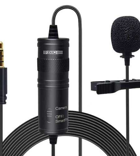 5Core Lavalier Microphone Clip on Professional Grade 3.5Mm Lapel Mic Omnidirectional Lav Mic