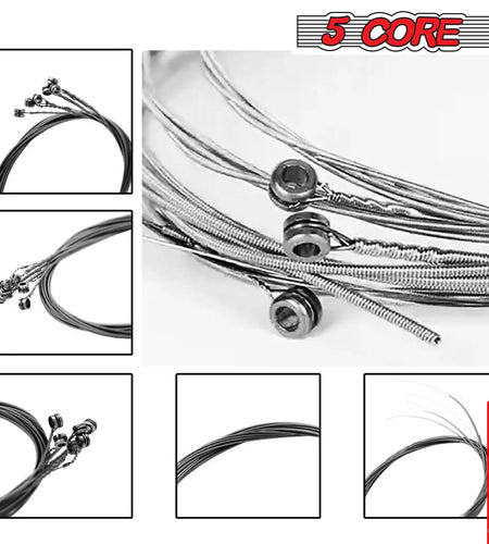 5Core Electric Guitar Strings Nickel 0.009-.042 Gauge W Bright Tone for 6 String Guitars
