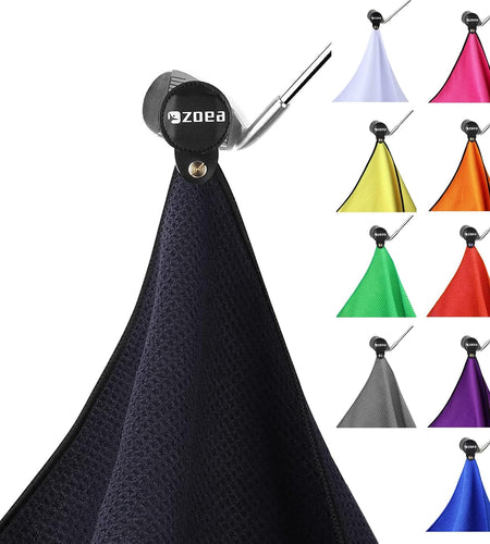 Magnetic Towel, Magnetic Clip for Golf Towel, Microfiber Fabric Waffle Pattern Towels Industrial Strength Magnet for Strong Hold to Golf Carts or Clubs (1, Black)
