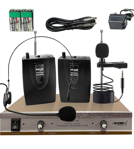 5Core Wireless Microphones W 1 Headset 1 Collar Mic + Receiver Microfono Inalambrico