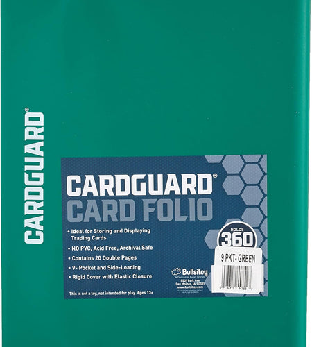 Trading Card Pro-Folio, 9-Pocket Side-Loading Pages, Holds 360 Cards, Dark Green