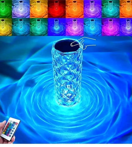 3/16 Colors Crystal Rose Table Lamp LED Rose Light Decoration Remote Control Romantic Diamond Atmosphere Light USB Night Light