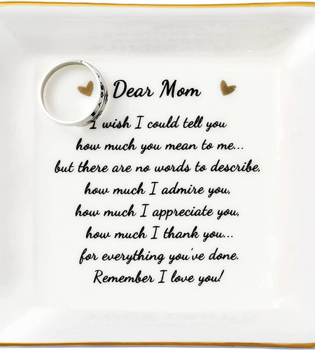 Gifts for Mom Birthday Unique from Daughter Ring Trinket Dish Tray Jewelry Ring Holder Mother'S Day Thanksgiving Day Christmas Gifts for Mama Mother
