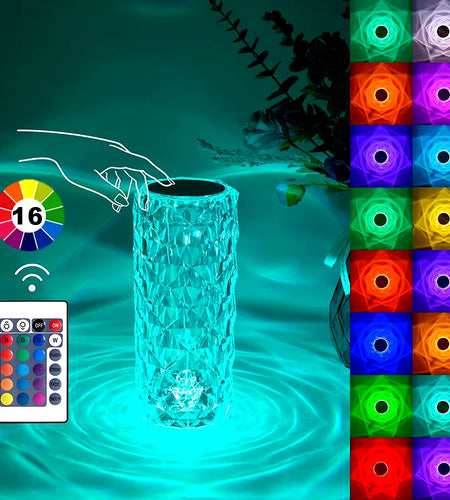 3/16 Colors Crystal Rose Table Lamp LED Rose Light Decoration Remote Control Romantic Diamond Atmosphere Light USB Night Light