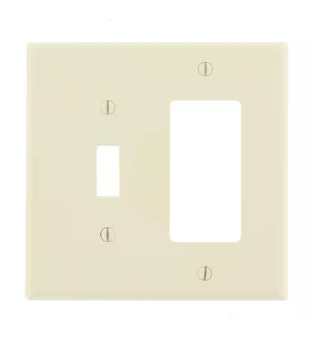 Decora 2-Gang Midway 1-Toggle Combination Nylon Wall Plate, Light Almond