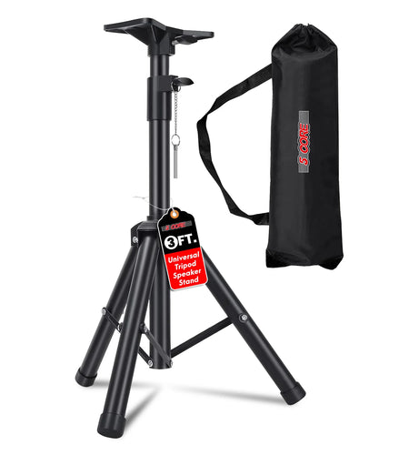 5Core Speaker Stand Tripod Short Adjustable 36 Inch DJ Pole Mount Studio Monitor Stands