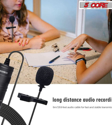 5Core Lavalier Microphone Clip on Professional Grade 3.5Mm Lapel Mic Omnidirectional Lav Mic