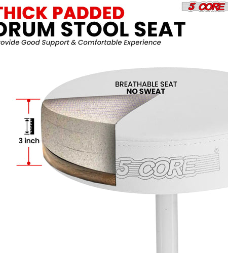 5Core Drum Throne Adjustable Guitar Stool 3" Padded Drummer Seat for Adults & Kids