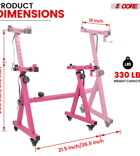 5Core Keyboard Stand Z Style Sturdy Adjustable Electric Piano Riser Holder with Wheels PINK