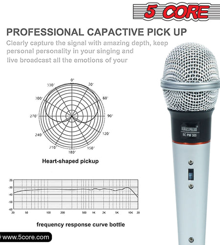 5Core XLR Microphone Dynamic Mic Karaoke Singing Studio Mics Handheld Microfono