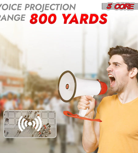 5Core Megaphone Bullhorn Speaker Mini 30W Bull Horn Kids Megafono 800 Feet
