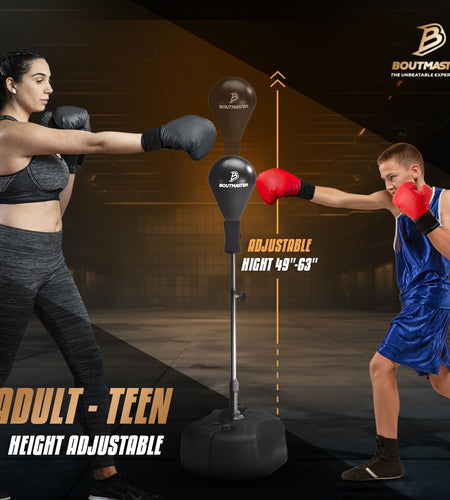 Punching Bag with Stand, Boxing Bag for Teens & Adults - Height Adjustable - Speed Bag for Training, Boxing Equipment, Stress Relief & Fitness