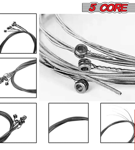 5Core Electric Guitar Strings Nickel 0.009-.042 Gauge W Bright Tone for 6 String Guitars