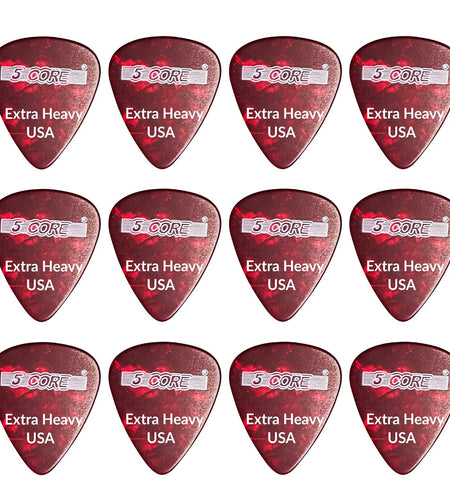 5Core Guitar Picks 1.2Mm Celluloid Extra Heavy Gauge Pick - Acoustic Electric Bass Guitars RED
