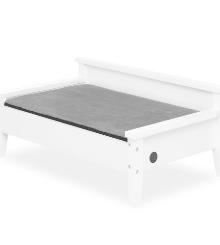 Winston Small Elevated Wooden Pet Bed with Plush Mattress, White