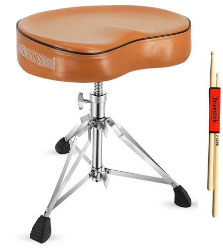 5Core Drum Throne Padded Guitar Stool Saddle Drummer Seat for Adults & Kids BROWN