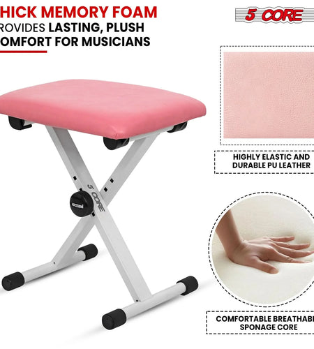 5 Core Keyboard Bench X Style Piano Stool Padded Adjustable Keyboards Chair