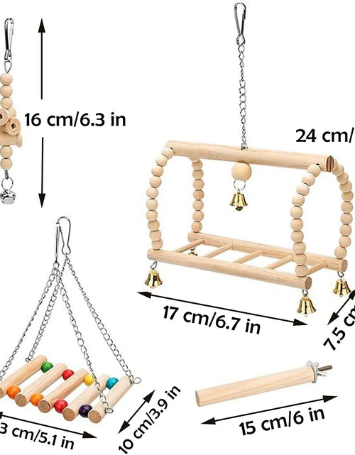 Load image into Gallery viewer, 6 PCS Bird Toys Parakeet Toys, Colorful Parrot Toy for Small Parakeets Cockatiels Conures Finches Swing Chewing Hanging Bell Cage Hammock Toy
