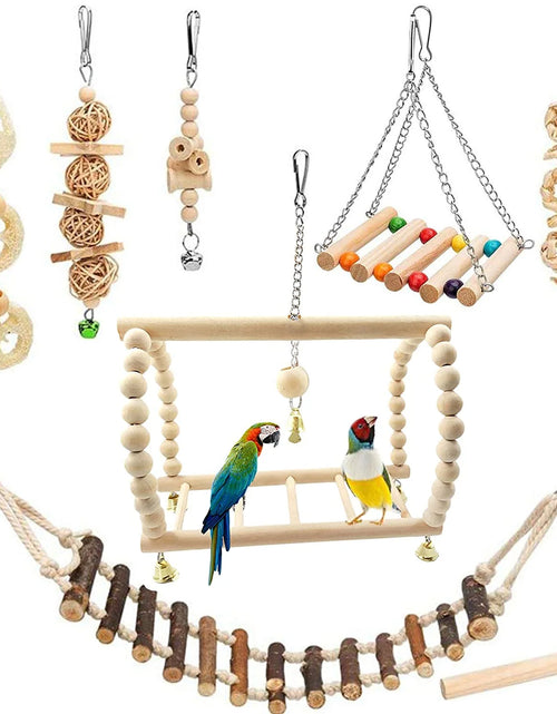 Load image into Gallery viewer, 6 PCS Bird Toys Parakeet Toys, Colorful Parrot Toy for Small Parakeets Cockatiels Conures Finches Swing Chewing Hanging Bell Cage Hammock Toy
