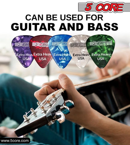 5Core Guitar Picks 1.2Mm Celluloid Extra Heavy Gauge Pick - Acoustic Electric Bass Guitars RED