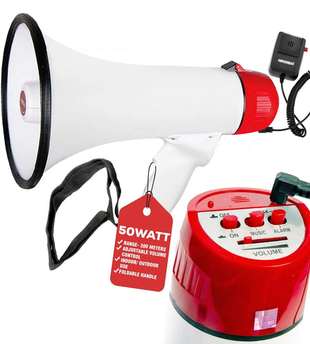 5Core Megaphone Bullhorn Speaker 50W Bull Horn Cheer Megafono 300 Meter