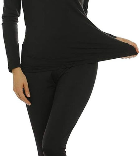 2 Sets Womens Thermal Underwear Set Long John Fleece Lined Top Bottom Base Layer