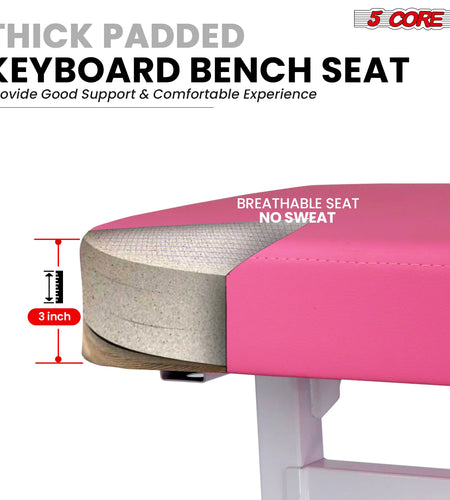 5CORE Keyboard Bench Piano Stool Thick Padded Seat Height Adjustable Keyboard Chair
