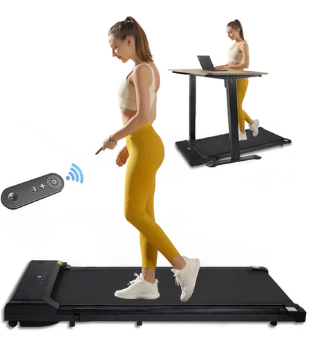 [ US in STOCK] under Desk Treadmill, Slim Flat Walking Pad, Portable Walking Jogging Machine for Home Office Exercise - Remote Control, LCD Display, Stored under Sofa Free Installation