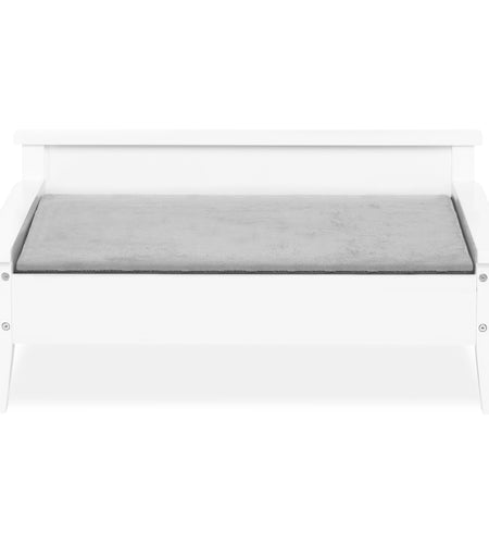 Winston Small Elevated Wooden Pet Bed with Plush Mattress, White