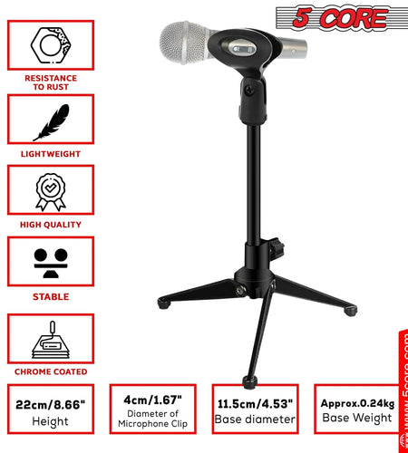 5Core Tripod Desktop Mic Stand Universal Desk Microphone Holder Table Top Stands