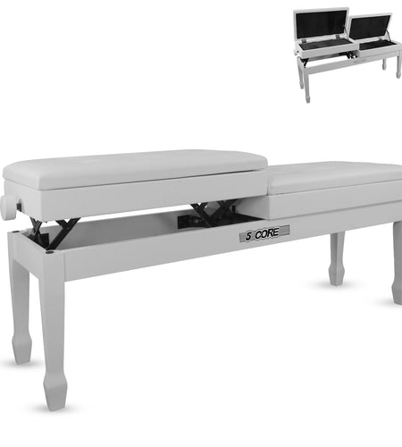 5CORE Duet Piano Bench W Storage for Two Wooden Adjustable Keyboard Stool - Adults & Kids