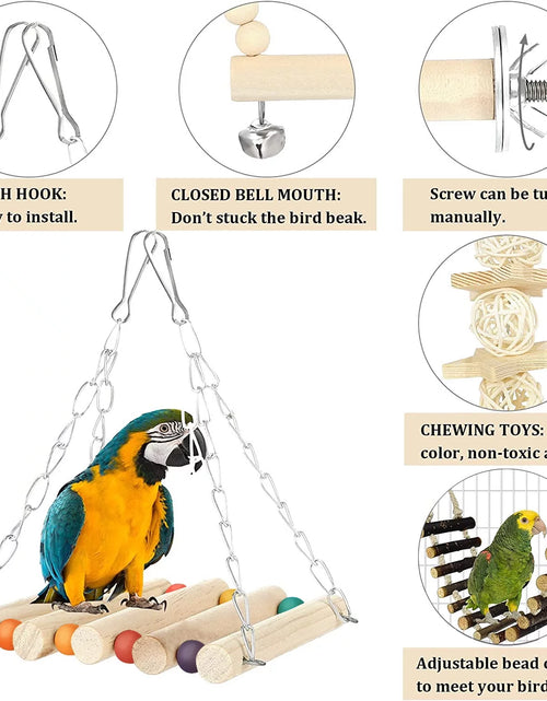 Load image into Gallery viewer, 6 PCS Bird Toys Parakeet Toys, Colorful Parrot Toy for Small Parakeets Cockatiels Conures Finches Swing Chewing Hanging Bell Cage Hammock Toy
