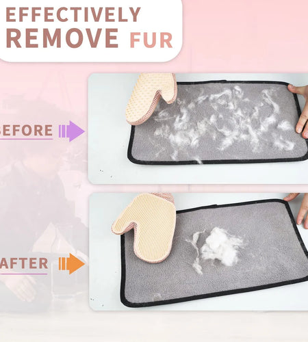 2 in 1 Cat Hair Glove & Pet Fur Remover Glove, Dog Grooming Glove Brush for Shedding, Massage, Efficient Pet Hair Remover Mitt for Uproot Cleaner Clothes, Couch, Carpet