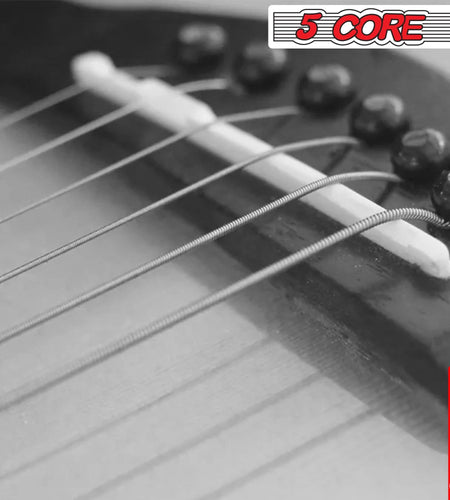 5Core Acoustic Guitar Strings 0.010-0.048 Steel Gauge Heavy Duty W Bright Tone for 6 String Guitars
