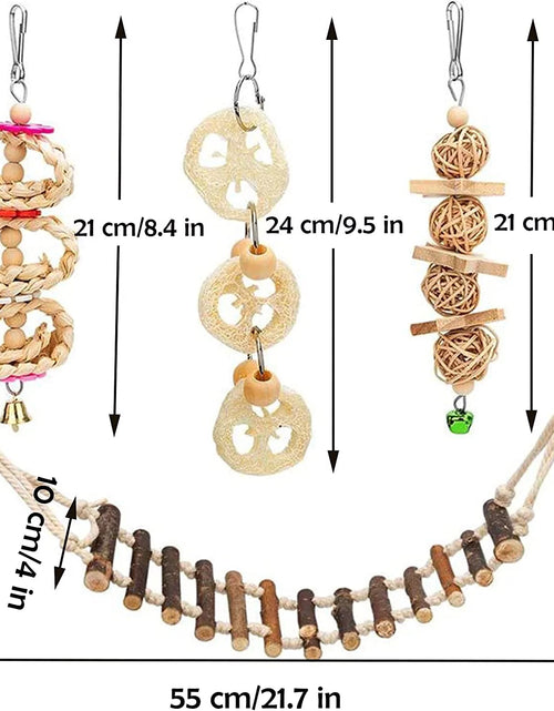 Load image into Gallery viewer, 6 PCS Bird Toys Parakeet Toys, Colorful Parrot Toy for Small Parakeets Cockatiels Conures Finches Swing Chewing Hanging Bell Cage Hammock Toy
