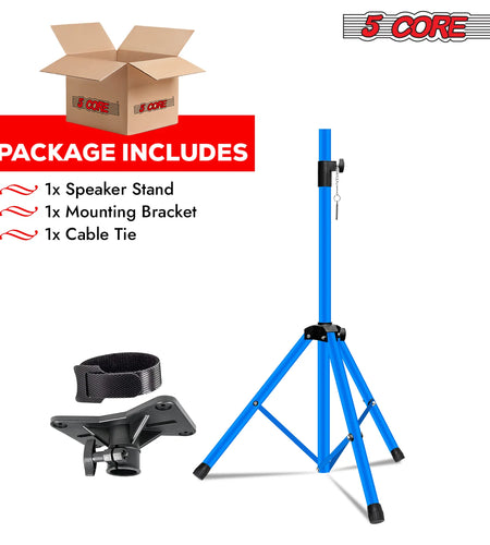 5Core Speaker Stand Tripod Tall Adjustable 72 Inch DJ Studio Monitor Stands Pole Mount BLUE