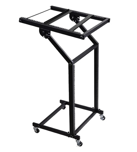 5Core DJ Mixer Stand 12U Adjustable Rack Mount Rolling Stage Cart Pro Audio Studio Equipment W Wheel