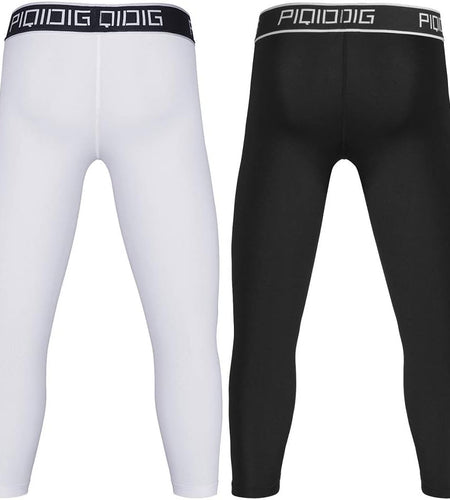 Youth Boys Compression Pants 3/4 Basketball Tights Sports Capris Leggings